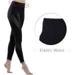 Black Mesh Patchwork Women's Leggings Printed Yoga Pants Workout